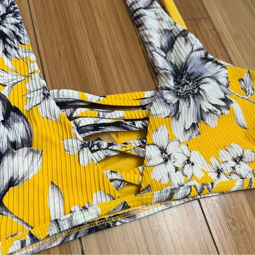TINI BIKINI Floral Golden Yellow High Waisted Cheeky 2 Piece Bikini